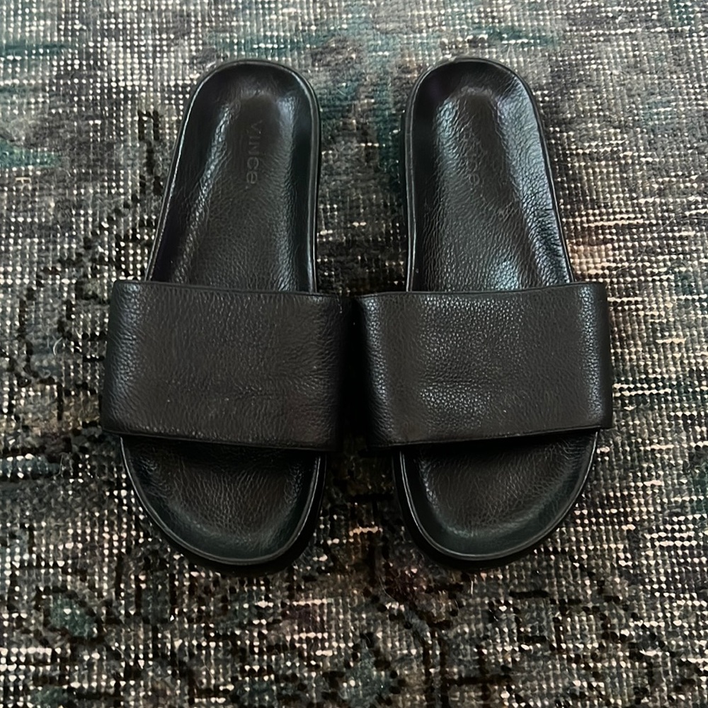 Vince Leather Pool Slides